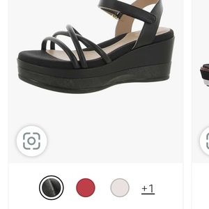 New in Box Cole Haan Grand Ambition Addison Platform Wedge Sandals Black Sz 8.5